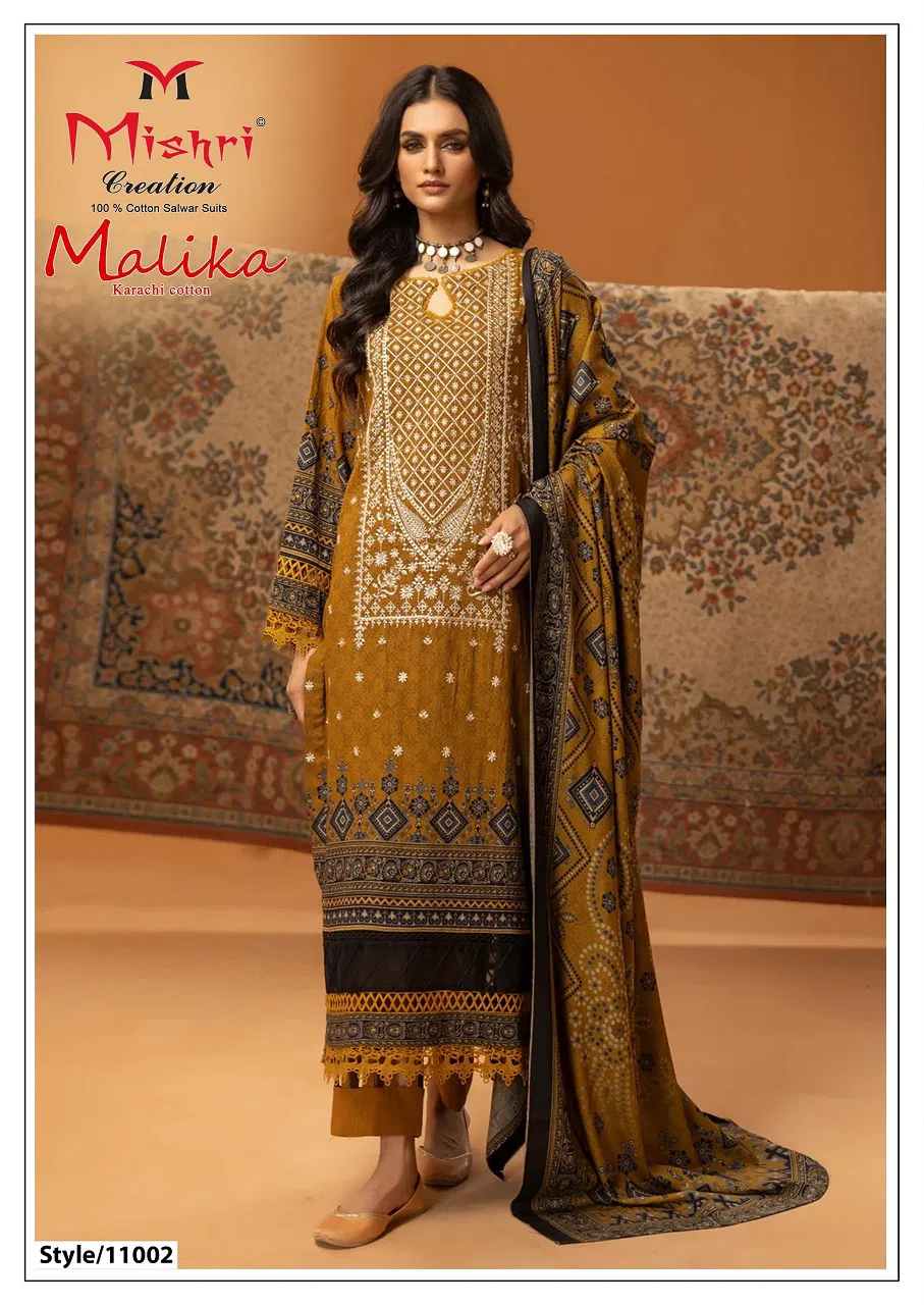 Malika Vol 11 By Mishri Karachi Lawn Cotton Printed Dress Material Suppliers In India